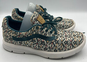 Vans Iso 1.5 Womens 6.5 Mens 5 Geo Tribal Print Teal Low Top Sneakers